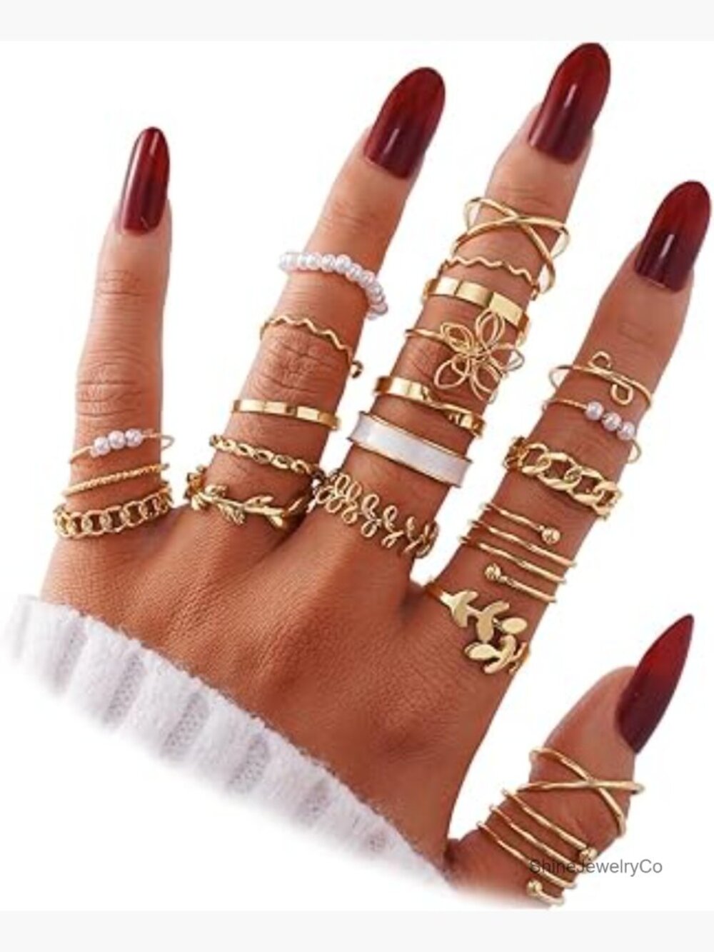 21 Pc Stackable Knuckle Ring Set Midi Rings Dainty CZ Crystal Jewelry